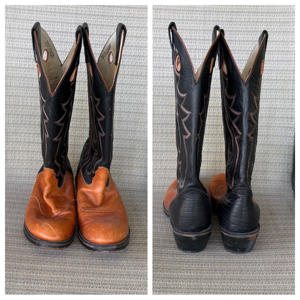 Durango Buckaroo Tall Cowboy Boots Golden Tan / Black Men's Size 12D